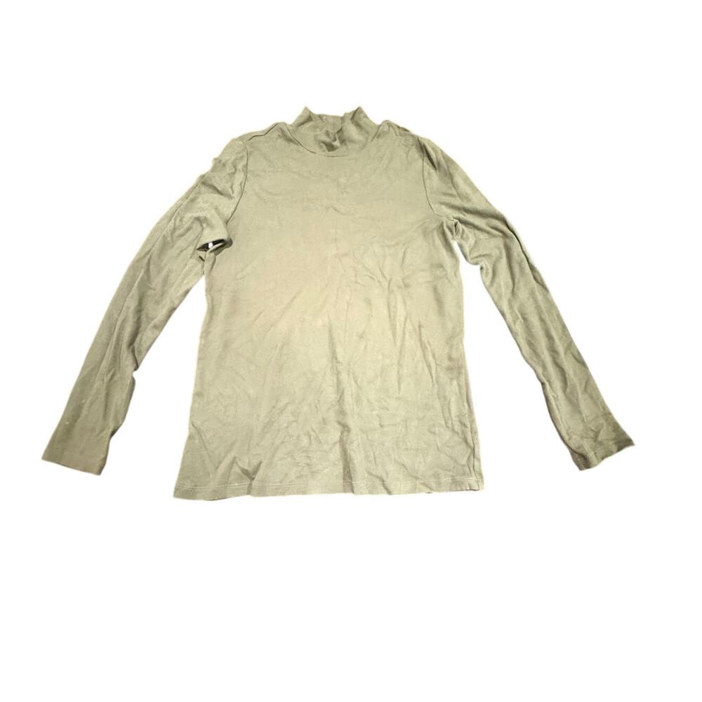 Kim. Rogers Women's Olive Green Mock Neck Long Sleeve Top Size Small